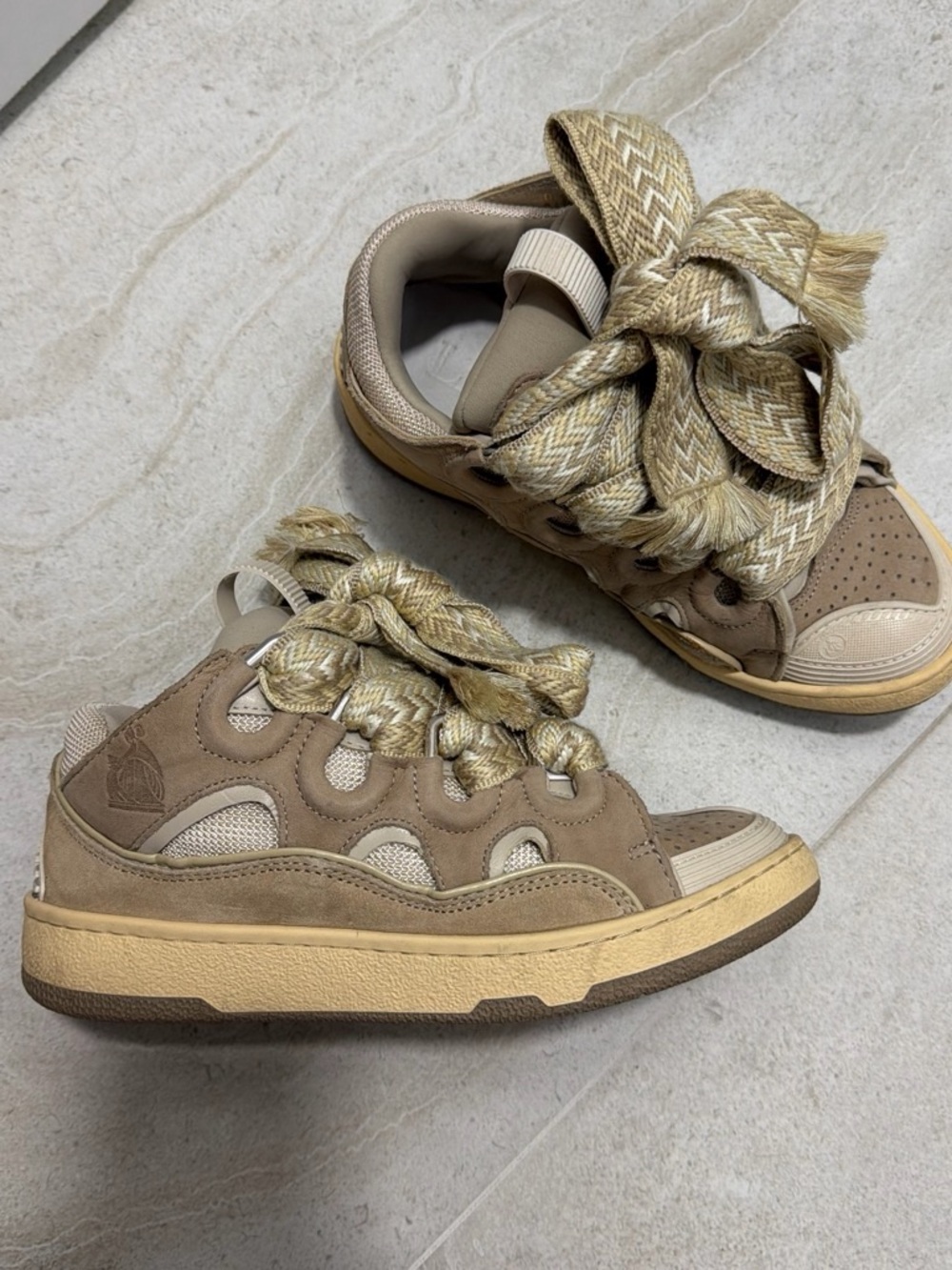 Lanvin Casual Lace-Up Sneakers in Beige